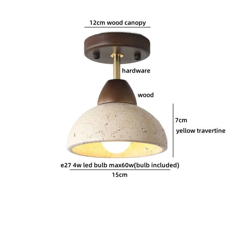 Helnys Yellow Travertine LED Ceiling Light for Home Decor, Indoor Kitchen Lamp