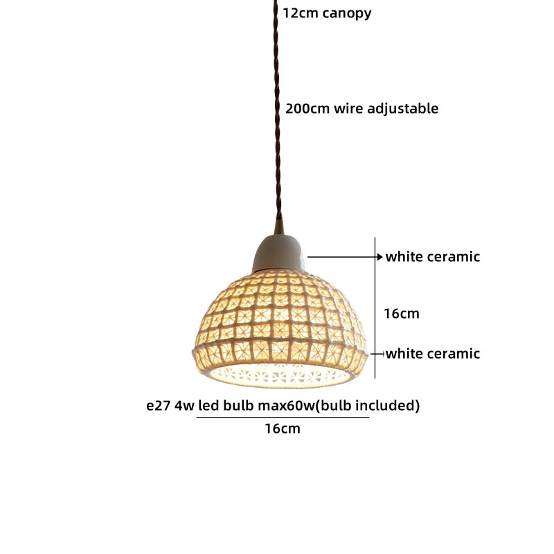 Helnys Nordic Ceramic White Copper Pendant Lamp - Modern LED Decor Fixture