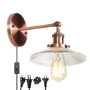 Helnys Industrial Loft LED Wall Lights Plug In Iron Bedside Lamp for Bedroom