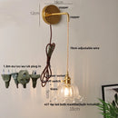 Helnys Clear Glass LED Wall Lights with Pull Chain Switch
