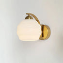 Helnys Nordic Milky Glass Ball LED Wall Sconce - Modern Iron Bedroom Living Room Mirror Light