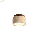 Helnys Yellow Travertine LED Ceiling Light Fixture Wood Canopy Modern Nordic Plafonnier