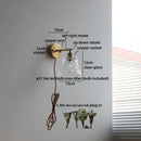 Helnys Nordic Crystal Glass Wall Sconce LED Light Fixture Antique Brass Gold Bedroom Lamp