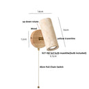 Helnys Nordic Wood LED Wall Sconce Yellow Travertine Stone Modern Rotate Bedside Lamp