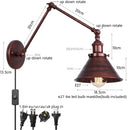 Helnys Vintage Iron LED Wall Lamp with Pull Chain Switch