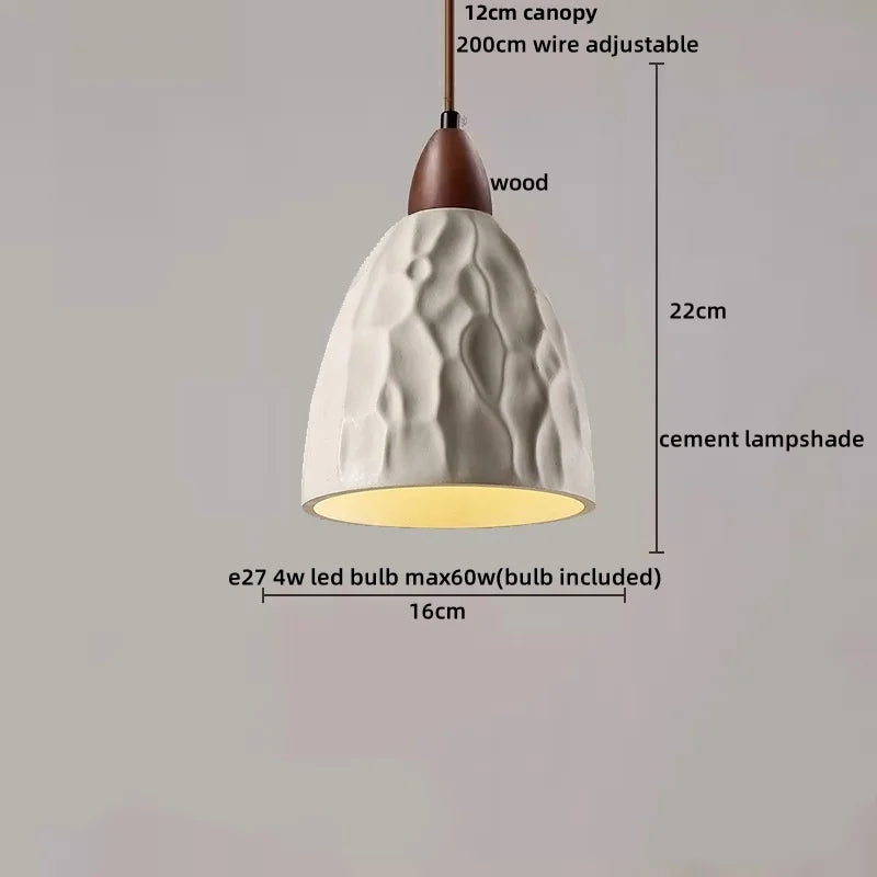 Helnys Wood Cement Mountain LED Pendant Light - Nordic Modern Hang Lamp