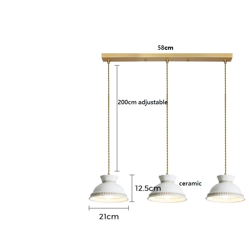 Helnys Butterfly Ceramic Copper LED Pendant Lamp, Nordic Modern Hanglamp for Home Indoor Decor