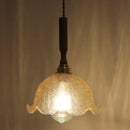 Helnys Amber Glass LED Pendant Lamp with Walnut Wood Accent