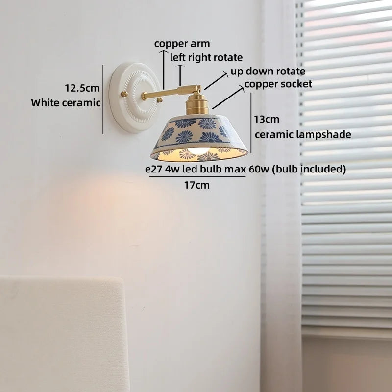 Helnys Ceramic Glass LED Wall Light Mirror for Bathroom and Bedroom