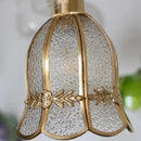 Helnys Tiffany Style LED Walnut Wood Copper Glass Pendant Light for Dining Room