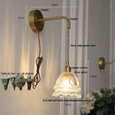 Helnys Amber Glass LED Wall Light with Pull Chain Switch