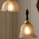 Helnys Amber Glass LED Pendant Lamp Nordic Modern Walnut Wood Copper Hanging Light
