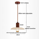 Helnys Circular LED Pendant Light Micro Cement Wood Vintage Hanging Lamp