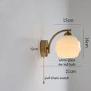 Helnys Nordic Milky Glass Ball LED Wall Sconce - Modern Iron Bedroom Living Room Mirror Light