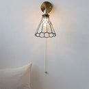 Helnys Clear Glass Copper Arm LED Wall Sconce Modern Bedroom Bathroom Indoor Wall Light