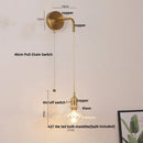 Helnys Copper LED Glass Wall Sconce Pull Chain Switch Adjustable Mirror Light