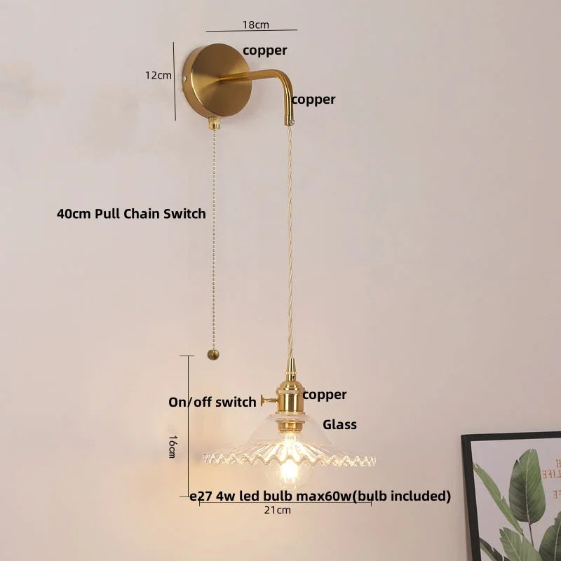 Helnys Adjustable LED Wall Lights Glass Bedside Lamp Modern Stair Light Fixtures
