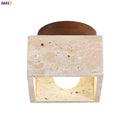 Helnys Yellow Travertine Square LED Ceiling Light Fixture