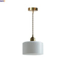Helnys Glass Round Pendant Lampshade Chandelier in White for Bedroom, Dining, and Living Room