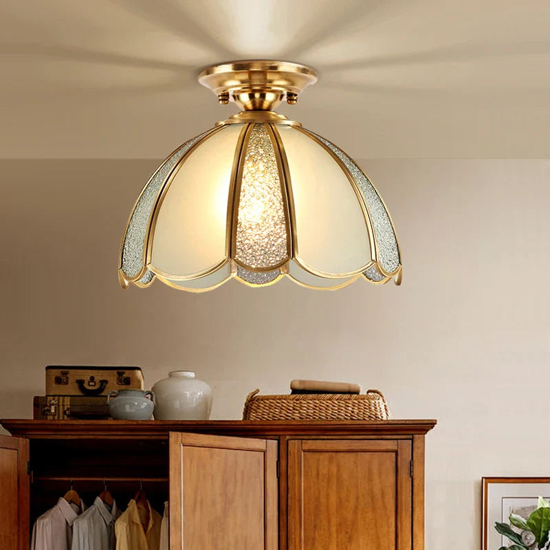 Helnys American Copper Vintage Ceiling Lights Glass LED Lamps