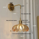 Helnys Flower Glass LED Wall Lamp Sconce Pull Chain Switch Nordic Modern Glass Mirror Light
