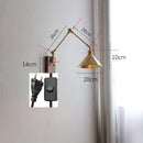 Helnys Copper LED Wall Light with Pull Chain Switch, Nordic Modern Design