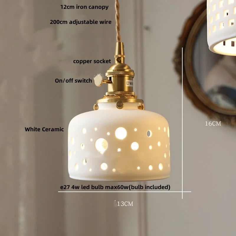 Helnys Ceramic Flower Pendant Light - Nordic Modern LED Hanging Lamp