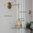 Helnys Amber Glass LED Wall Light with Pull Chain Switch