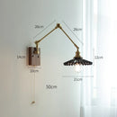 Helnys Nordic Ceramic Wall Lamp with Pull Chain Switch, LED Living Room Bedroom Light