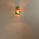 Helnys Colorful Glass LED Wall Lamp Sconce with Pull Chain Switch
