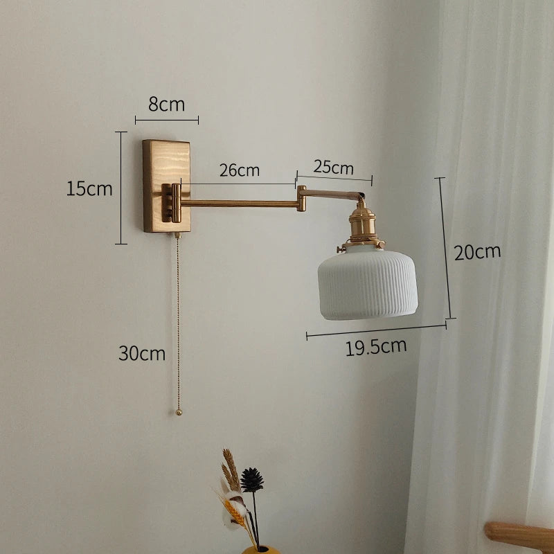 Helnys Nordic LED Wall Sconce Left Right Rotate Pull Chain Switch Stair Light