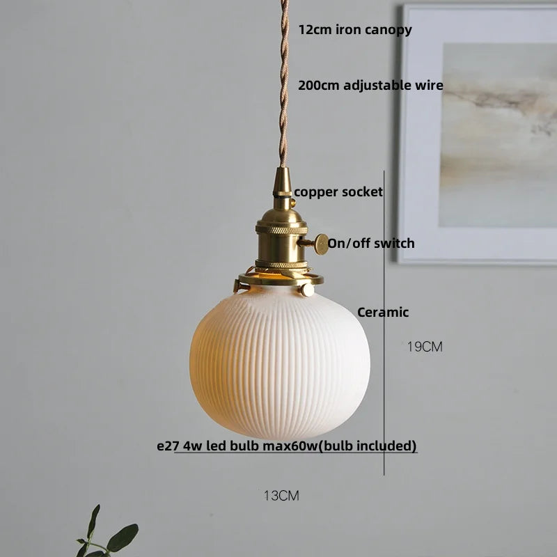 Helnys White Ceramic LED Pendant Lights Modern Nordic Hanging Lamp