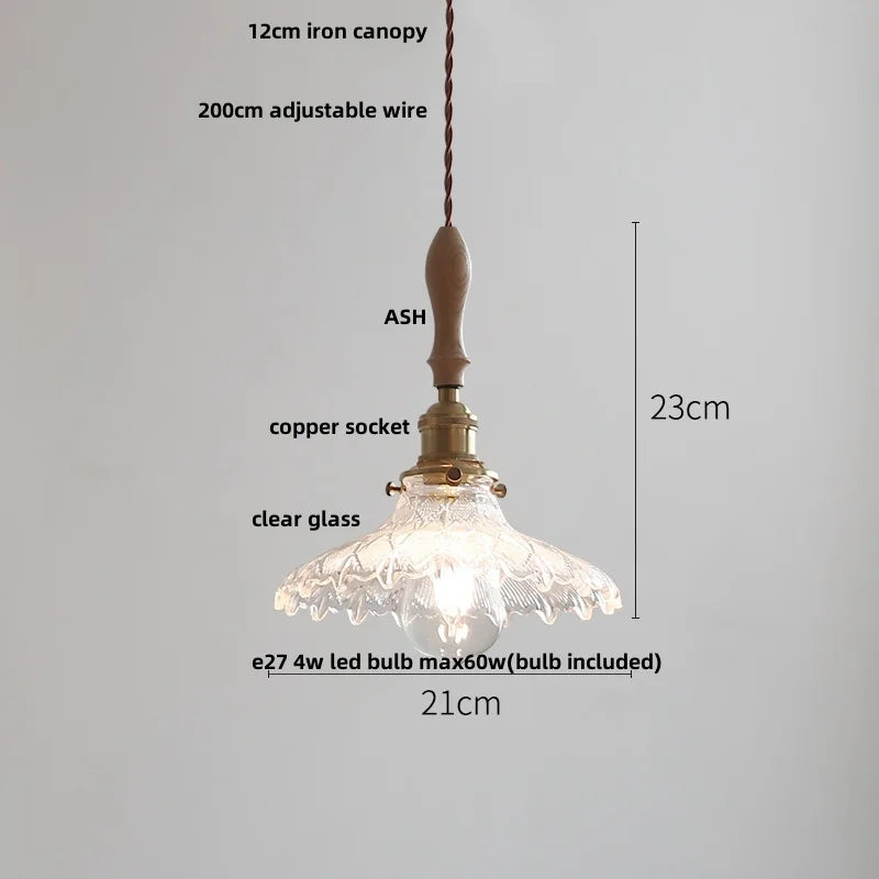 Helnys Adjustable LED Pendant Lights Ash Wood White Ceramic Nordic Hanging Lamp