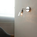 Helnys Clear Glass Silver LED Wall Sconce Iron Arm Adjustable E26 E27 Socket
