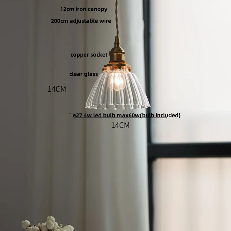 Modern Nordic Glass Pendant Light Fixture - Helnys Copper Socket LED Hanging Lamp