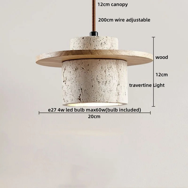 Helnys Wood Stone LED Pendant Light Scandinavian Hanging Lamp Fixture