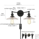 Helnys Industrial LED Wall Light with White Glass, Pull Chain Switch, 2 Heads