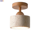 Helnys Yellow Stone Wood LED Ceiling Lamp Modern Nordic Living Room Fixtures