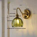 Helnys Glass Copper LED Wall Sconce with Switch and Knob - Modern Nordic Design