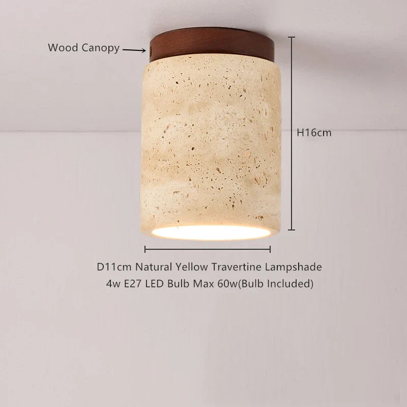 Helnys Yellow Travertine LED Ceiling Light - Wabi Sabi Home Decor
