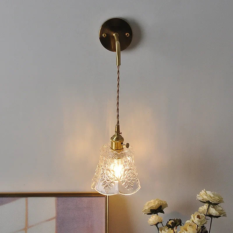 Helnys Clear Glass Adjustable LED Wall Light Fixture Copper Wall Lamps