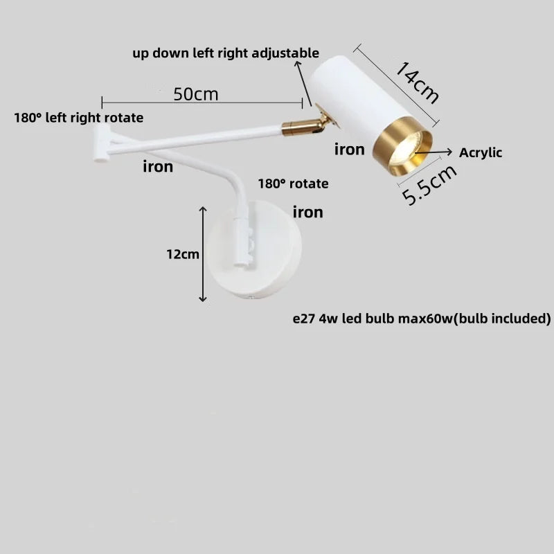 Helnys Acrylic Iron LED Wall Lamp Modern Dining Room Fixture