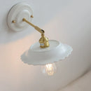 Helnys Ceramic Brass Swing Arm Wall Sconce LED Lamp for Kids Bedroom & Kitchen