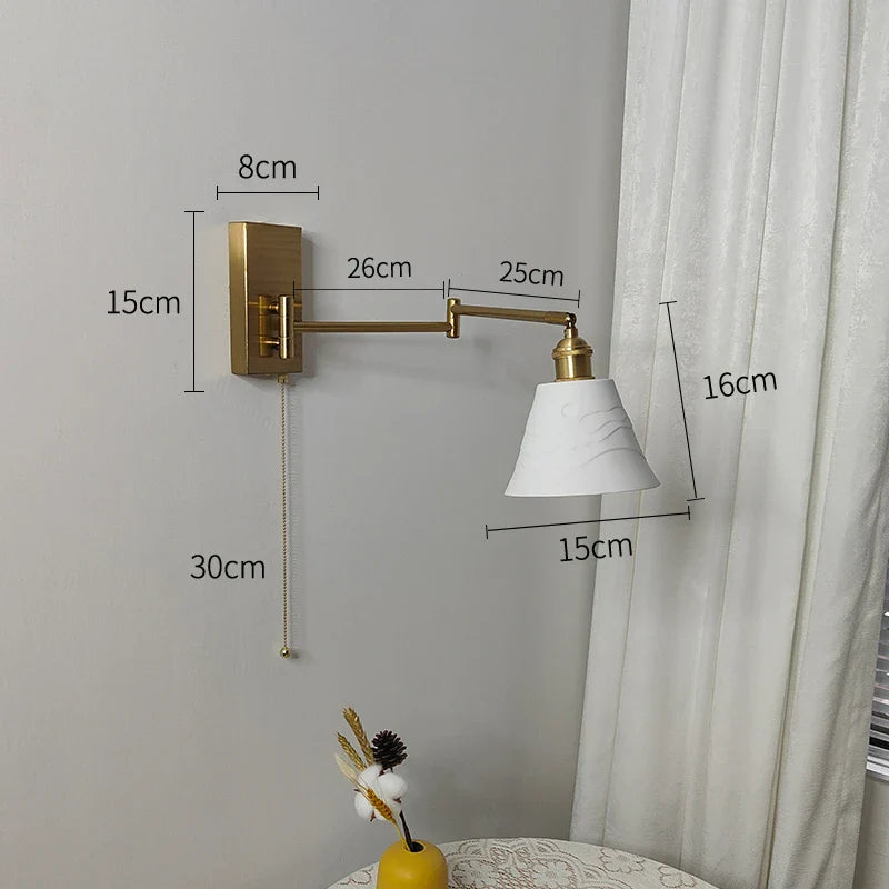 Helnys Nordic LED Wall Sconce Left Right Rotate Pull Chain Switch Stair Light