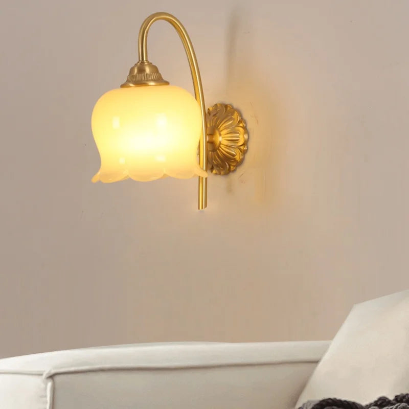 Helnys Nordic LED Wall Lights Copper Bedside Lamp Sconce