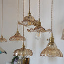 Helnys Amber Flower Glass LED Pendant Light - Nordic Modern Design