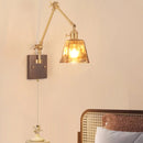 Helnys LED Rotatable Wall Lamp Fixture with Wood Design & Pull Chain Switch