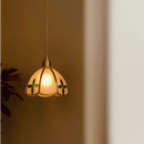 Helnys Copper LED Pendant Lamp, Adjustable Glass Hanging Light for Dining Room