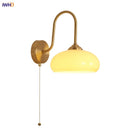 Helnys Glass LED Wall Sconce with Pull Chain Switch, Copper Nordic Bathroom Light