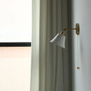 Helnys Nordic LED Wall Light with Pull Chain Switch, White Ceramic Rotation for Home